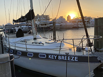 The Key Breeze at the dock at sunset
