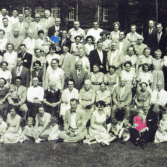 Tim and Jan in the same group photo, Ohio, 1958