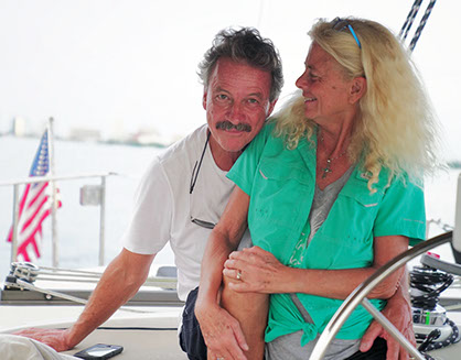 Captain Tim and Jan Solomon aboard the Key Breeze
